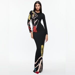 Alice + Olivia X TOM WESSELMANN DELORA OPEN BACK MAXI DRESS, Size 0, $595